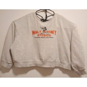 Disney 100 Walt Disney Studios Hyperion Ave Mickey Mouse Sweatshirt 2X Gray Crop